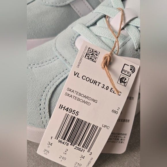 Adidas VL Court 3.0 EL C Kids Light Blue Skate Shoes NWT Size 2.5 - Picture 11 of 15